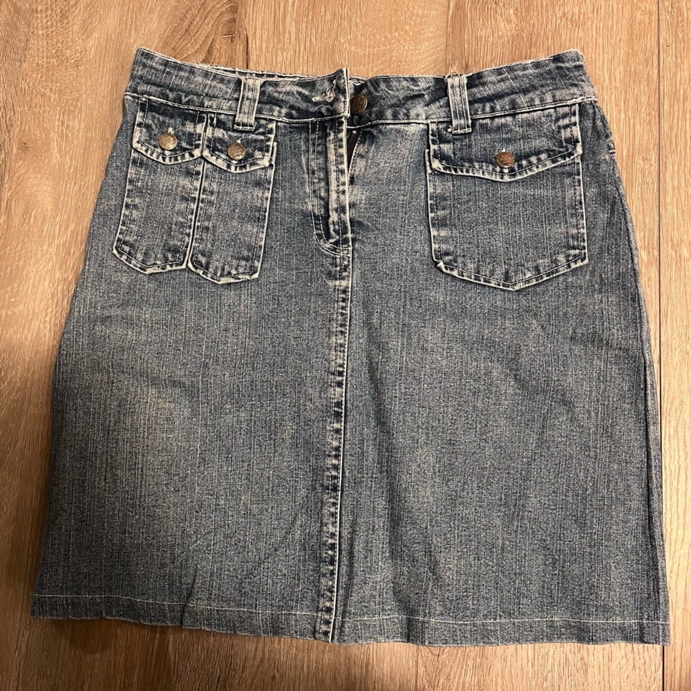 Denim Mini Skirt with Pocket Details
